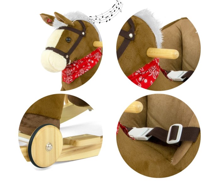 Konik na biegunach dla dziecka z oparciem na roczek Milly Mally Brown Polly